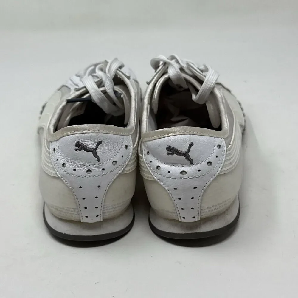 Puma Lillea Shoes Womens 8 White Leather Mesh Lightweight Casual Retro Sneakers